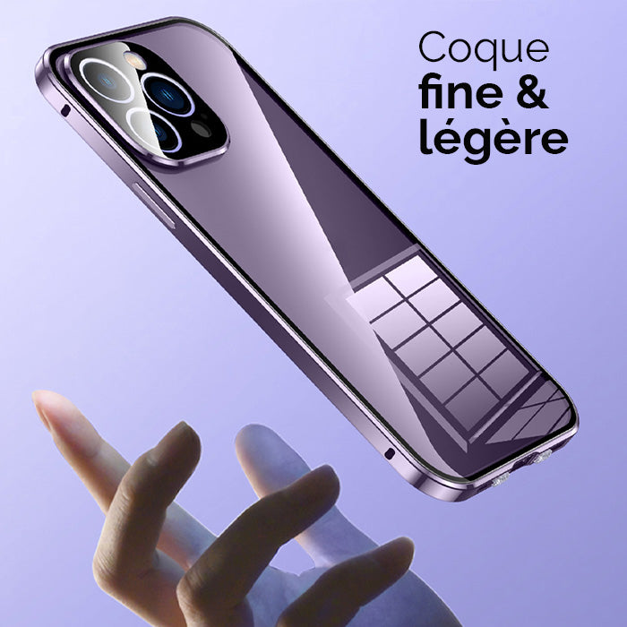 Coque Anti-Espionnage 360° à adsorption magnétique en verre trempé pour IPhone