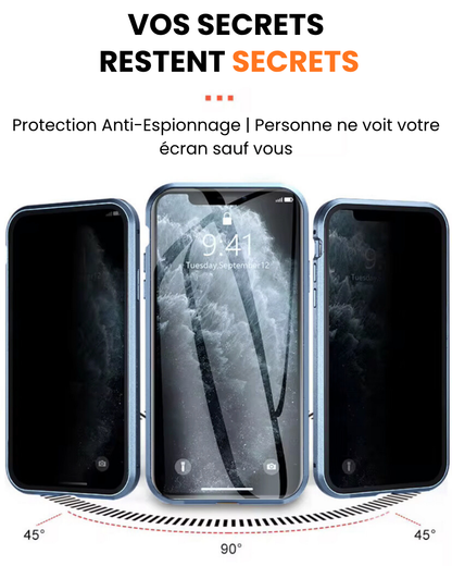 Coque Anti-Espionnage 360° à adsorption magnétique en verre trempé pour IPhone