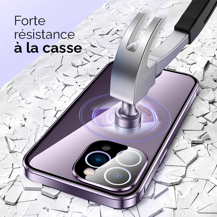 Coque Anti-Espionnage 360° à adsorption magnétique en verre trempé pour IPhone