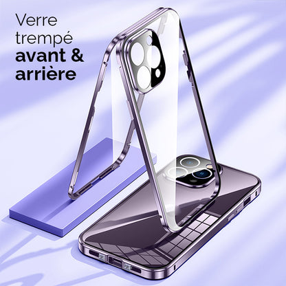 Coque Anti-Espionnage 360° à adsorption magnétique en verre trempé pour IPhone