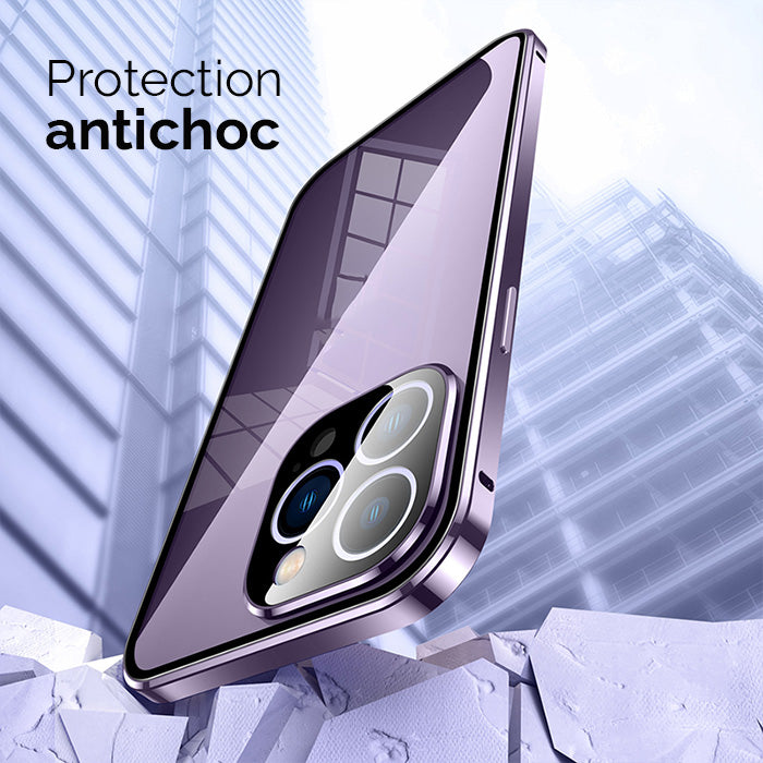Coque Anti-Espionnage 360° à adsorption magnétique en verre trempé pour IPhone