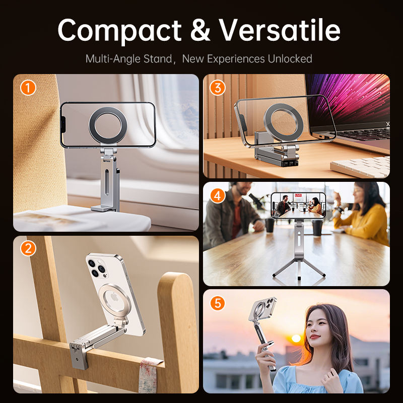 Support de téléphone magnétique en alliage d'aluminium  pliable multi-usages